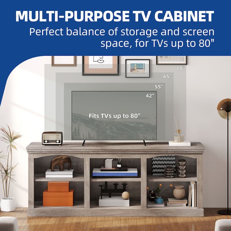 Moasis 70"W Farmhouse TV Stand for 75/80" TV, Entertainment Center