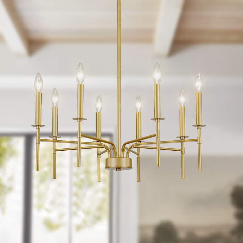 Starsky 8-Light 27'' Traditional Classic Candle Farmhouse Chandelier