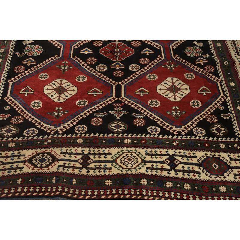 Hand Knotted Oriental 100% Wool Carpet Traditional Geometric Red Shiraz Area Rug - 10' 2'' X 6' 10''