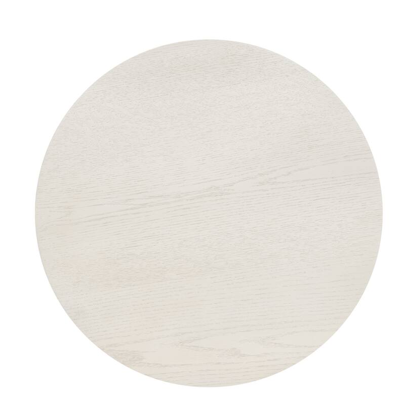 Tior Accent Table, 20 Inch Round Wood White Top, Black Metal Base