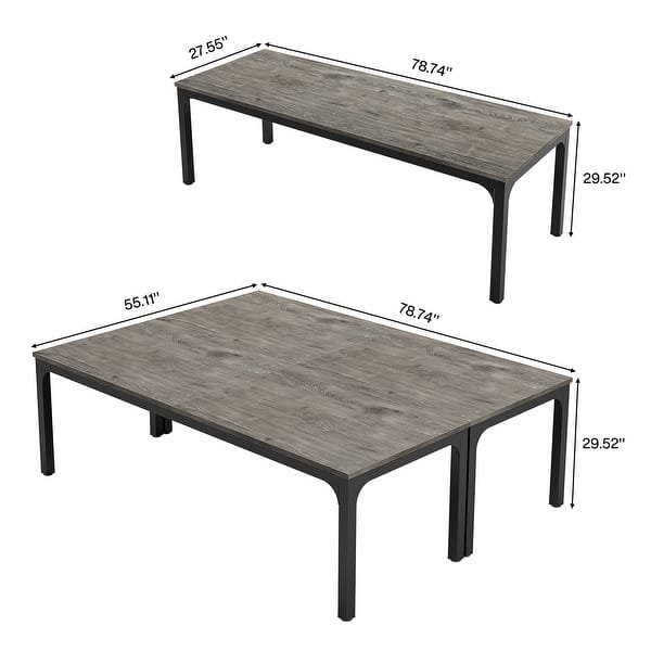 dimension image slide 5 of 9, 6.5FT Conference Meeting Seminar Business Table Set for 8-12 Person (Set of 2)