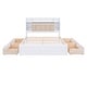 preview thumbnail 7 of 12, Queen Size Platform Kids Bed Frame with Upholstered Headboard, Storage Shelves & 4-Drawers for Bedroom, Easy Assembly, White