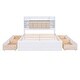 preview thumbnail 7 of 14, Wood Queen Size Platform Bed with Storage Headboard, Shelves and 4 Drawers