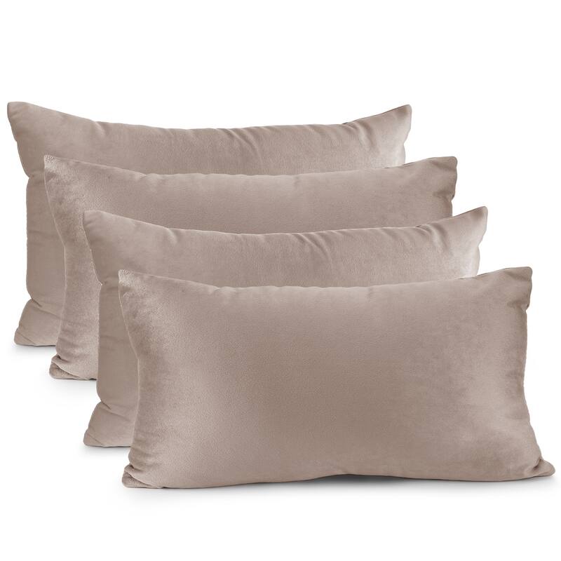 Nestl Solid Microfiber Soft Velvet Throw Pillow Cover (Set of 4) - 12" x 20" - Taupe