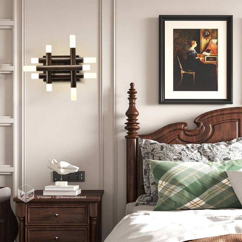 Bella Depot Wall Light Farmhouse Dimmable LED Sconce with Remote 13" x12"