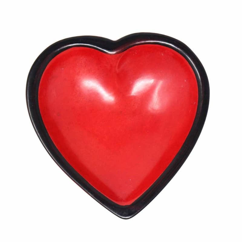 Handmade Small Soapstone Heart Trinket Dishes, Set of 3 (Kenya)