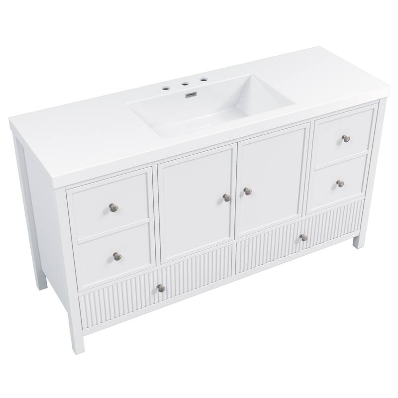 Christopher Knight Home - Modern 60-Inch Bathroom Vanity with Separate Sink and Soft-Close Storage