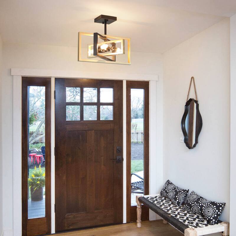 15.8 in. 3-Light Modern Farmhouse Semi-Flush Mount Ceiling Light, Classic Semi Flush Mount Chandelier for Kitchen Dining Room
