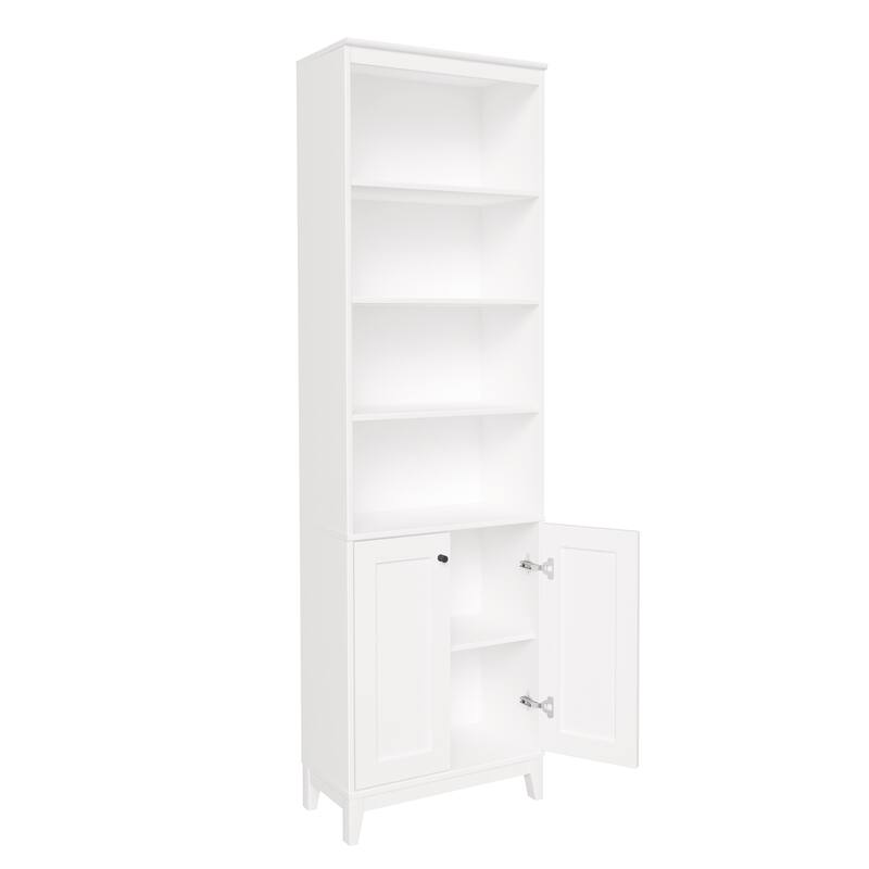 Prepac Yaletown 79.5" H Bookcase, Extra Tall Bookshelf with 4 Shelves and 2 Doors, Accent Bookshelf for Living Room, Home Office