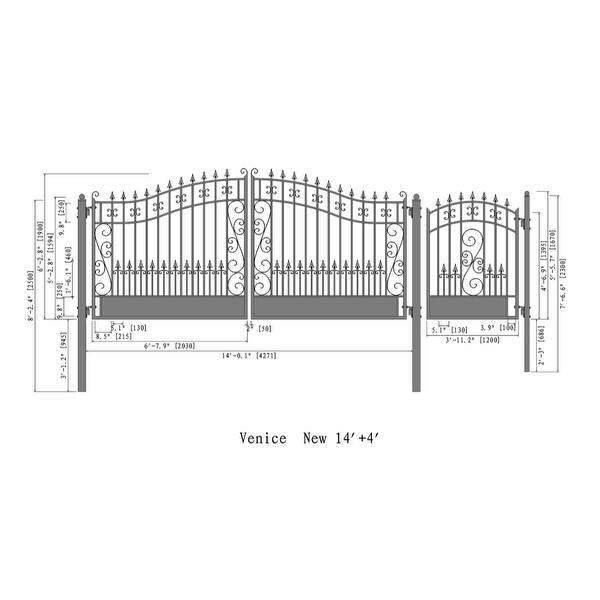 ALEKO Venice Style Steel Dual Driveway Gate 14 ft with Pedestrian Gate ...