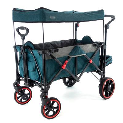 Push Pull Platinum Series Folding Stroller Wagon with Canopy - Teal