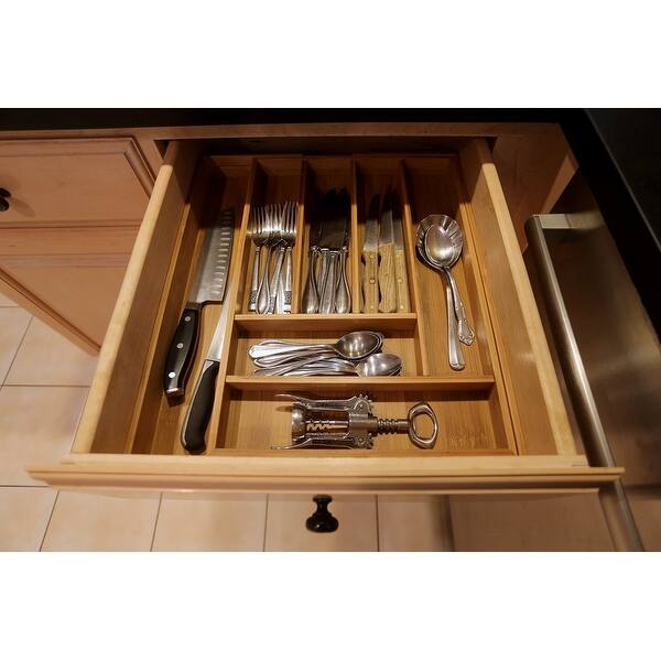 Shop Ivation Large Expandable Bamboo Drawer Organizer Adjustable