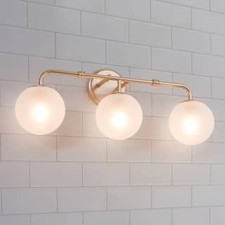Siya Modern 3-Light Frosted Glass Bathroom Vanity Lights Romantic Gold Statement Wall Sconces Dimmable