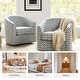 preview thumbnail 62 of 106, Cuenca Modern Living Room Wooden Upholstered 360° Swivel Barrel Chair with Metal Base and Wide Backrest