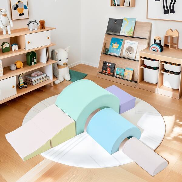 slide 2 of 9, 5-Piece Kids Climbing Toys for Toddlers, Foam Climbing Blocks for Kids Crawling and Climbing Indoor Active Play Structure Colorful