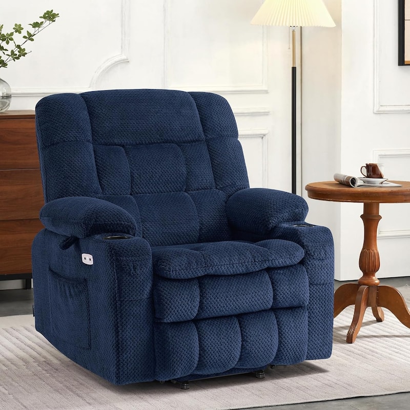 MCombo Dual Motor Power Lift Recliner Chair with Massage and Heat, Infinite Position, Fabric R7894 (Small-Wide)