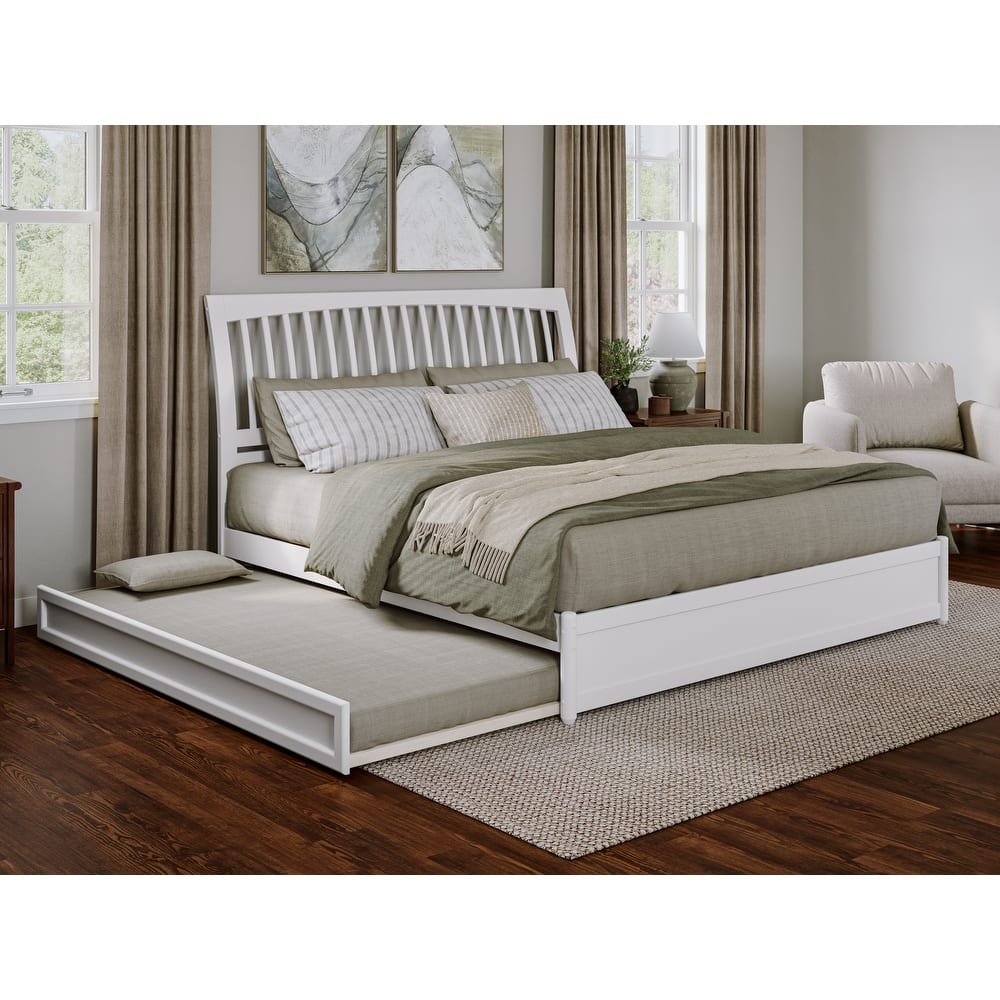 Roslyn Platform Bed with Modern Panel Footboard and Twin XL Trundle