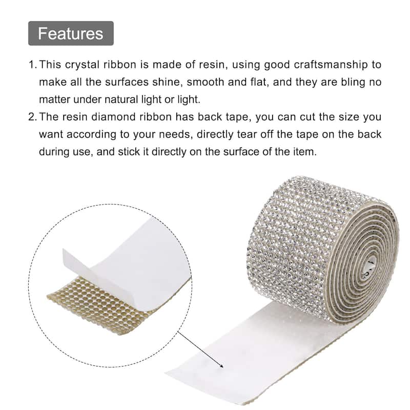 1 Yard 32mm Self Adhesive Crystal Ribbon - 1 Yard x 1.26 Inch