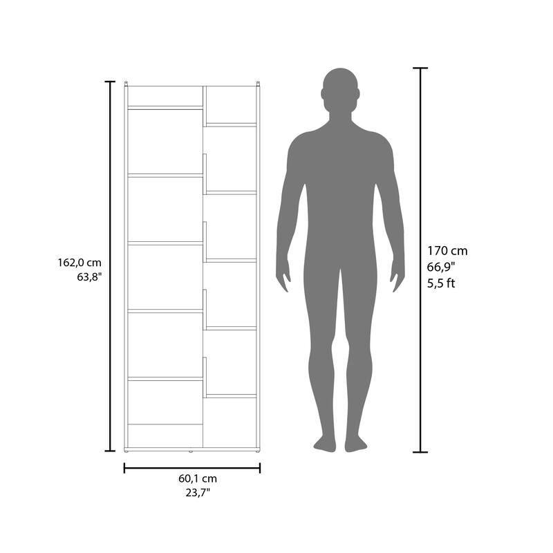 Modern Design Bookcase, 11 Shelves,Easy Assembly,FSC Certified CPSIA Compliant