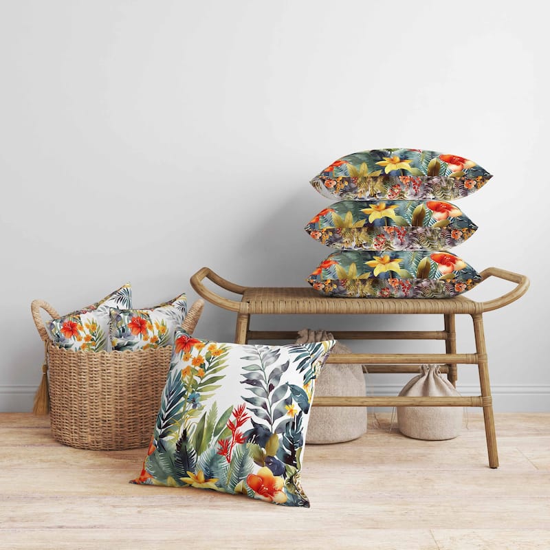 Rainforest Dream Faux Suede Reversible Throw Pillow Blue and Yellow
