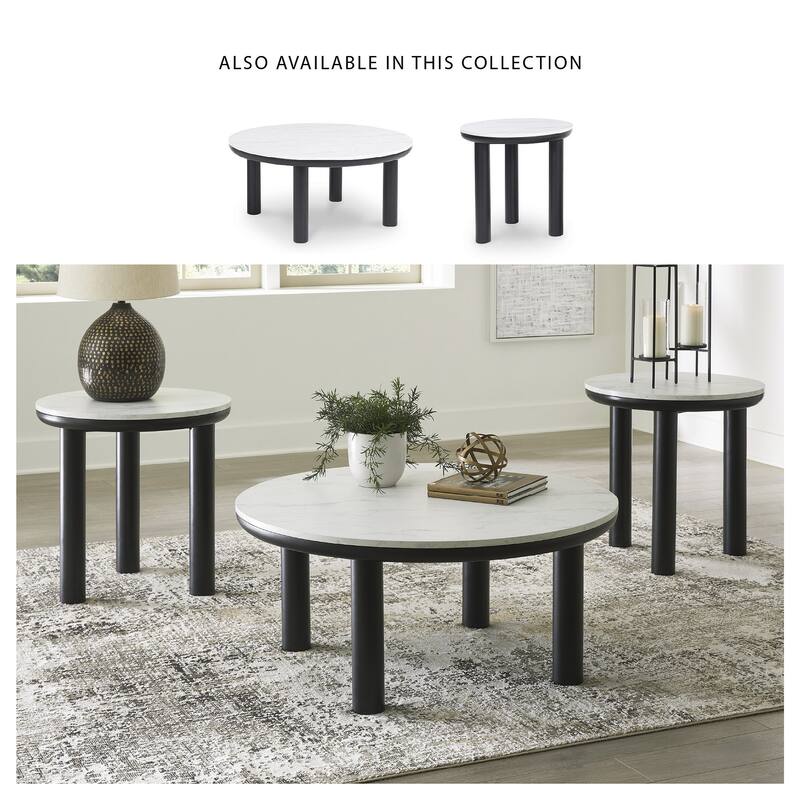 Signature Design by Ashley Xandrum Black/White Table (Set of 3) - 40"W x 40"D x 18"H