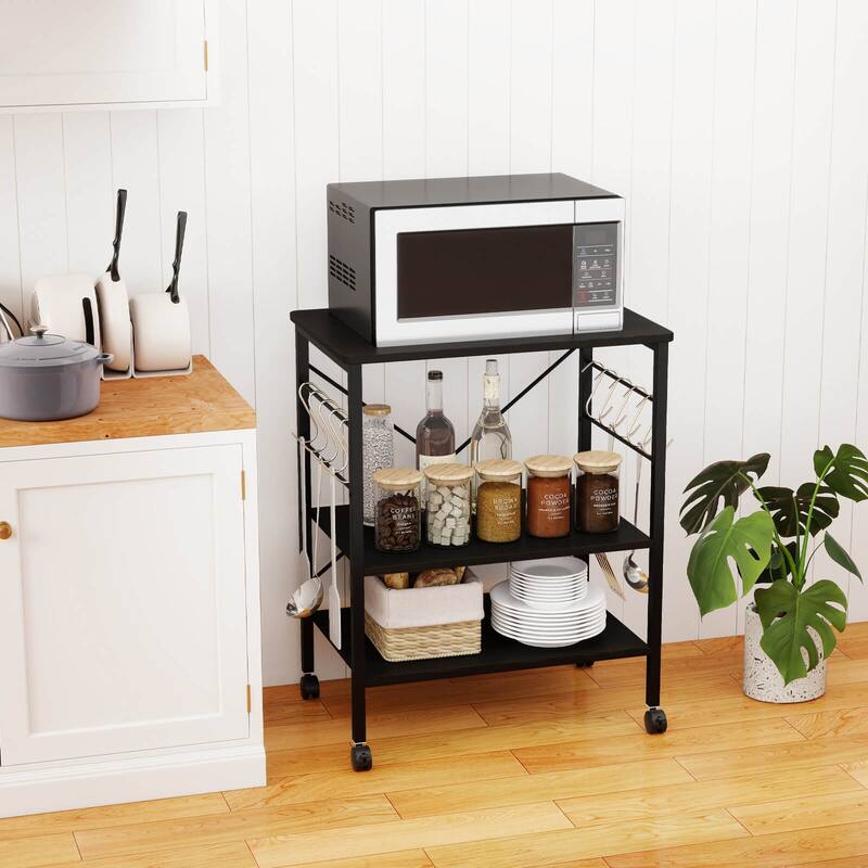 Costway 3-Tier Kitchen Baker's Rack Microwave Oven Storage Cart w/ - See details
