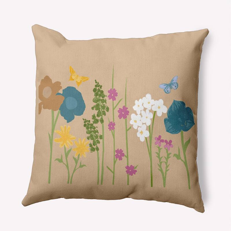 Little Garden Indoor/Outdoor Throw Pillow - Taupe - 18" x 18"