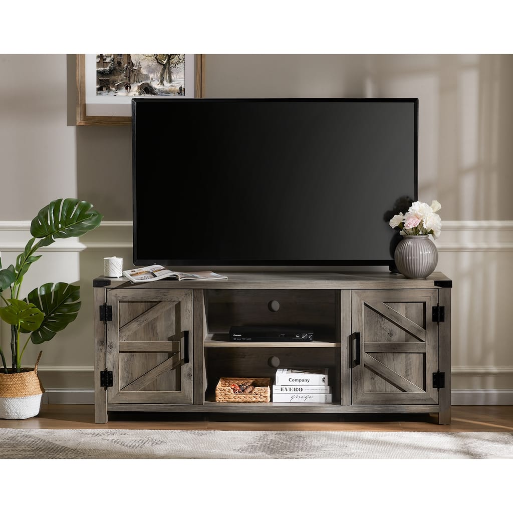 Farmhouse Barndoor TV Stand Entertainment Center for TVs up to 70-inch