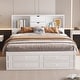 preview thumbnail 2 of 12, White King Size Platform Storage Bed Frame with Bookcase Headboard & 8 Drawers, Storage Compartments for Teens Adults