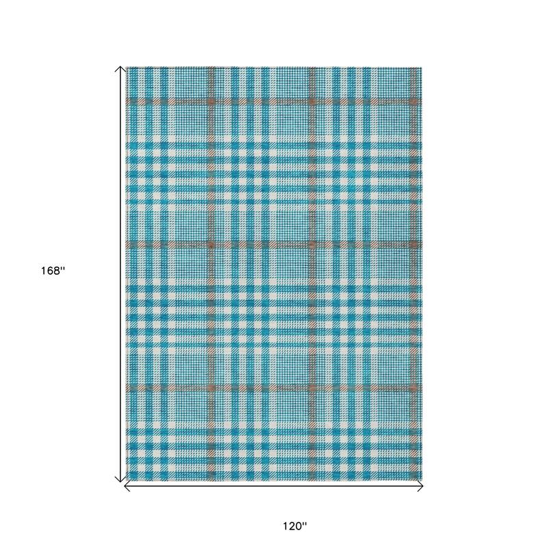 HomeRoots Plaid Transitional Rectangle Outdoor Rug