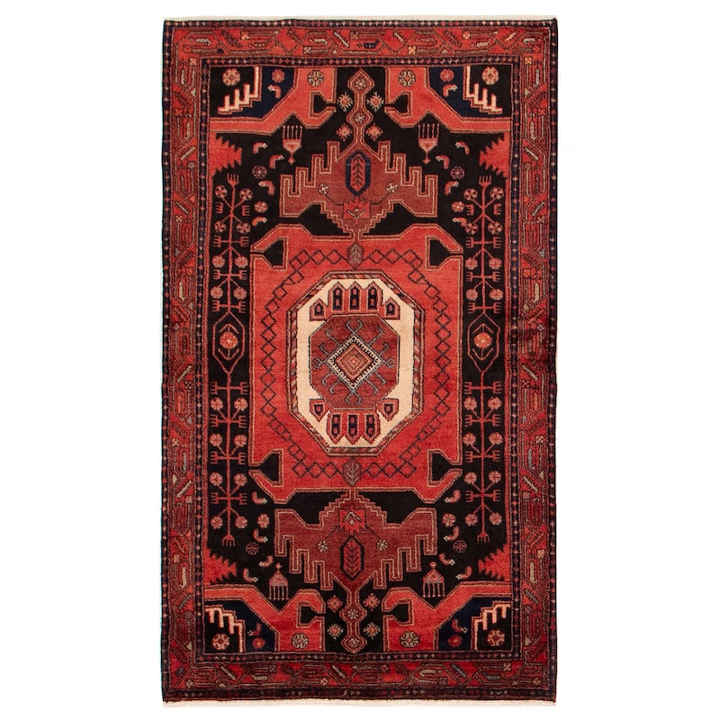 Konya Anatolian Navy, Red Rug 3'10" x 6'8" - 3'10 x 6'8 - Dark Navy/ Red - 3'10 x 6'8
