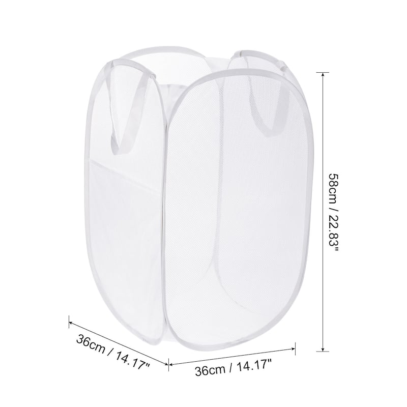 Mesh Laundry Hamper, Collapsible Laundry Baskets Bag, 1 Pcs - 14.17" x 14.17" x 22.83" - White