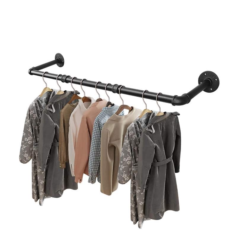 Industrial Pipe Clothes Rack - 9.6"D x 53.7"W x 2.56"H - 36 Inch