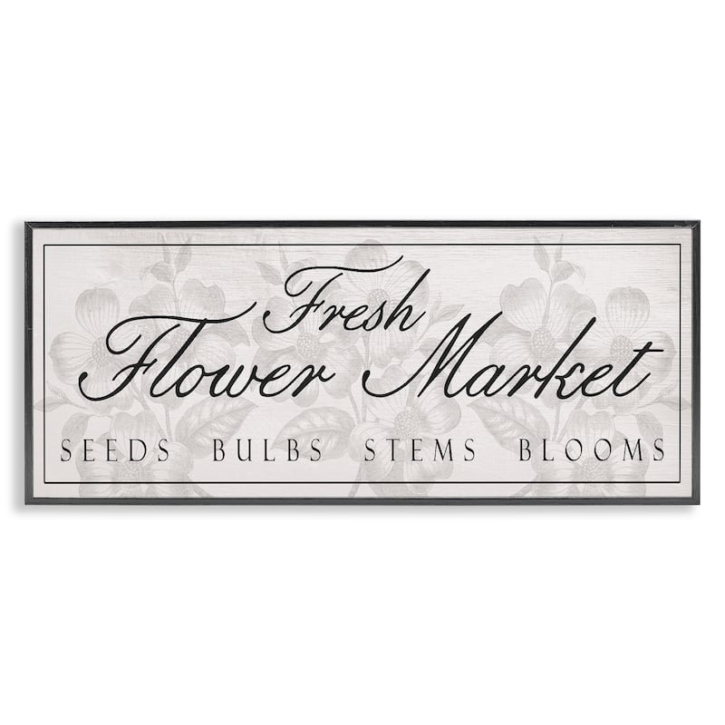 Stupell Vintage Fresh Flower Market Framed Giclee Art Design By Lil' Rue - 24 x 10 - Black