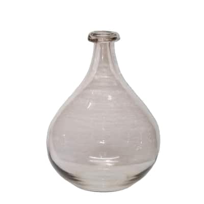 Lg. Glass Bottle Vase Orange -ST