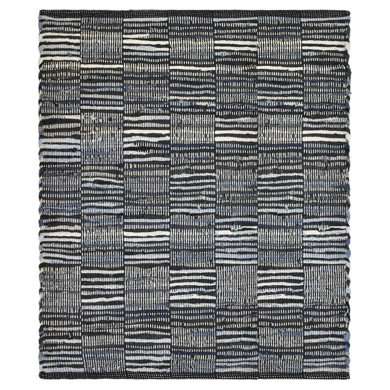 Fabstyles Denim Leather Checkerboard Handmade Area Rag Rug - 60x90