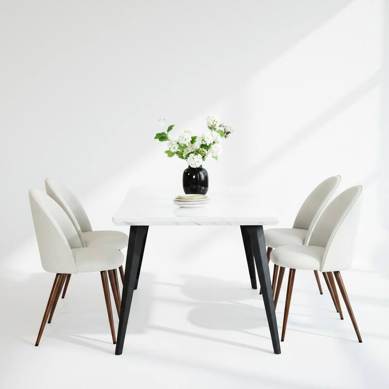 Homy Casa 5-Piece Modern Dining Set with Rectangular Table and 4 Upholstered Chairs