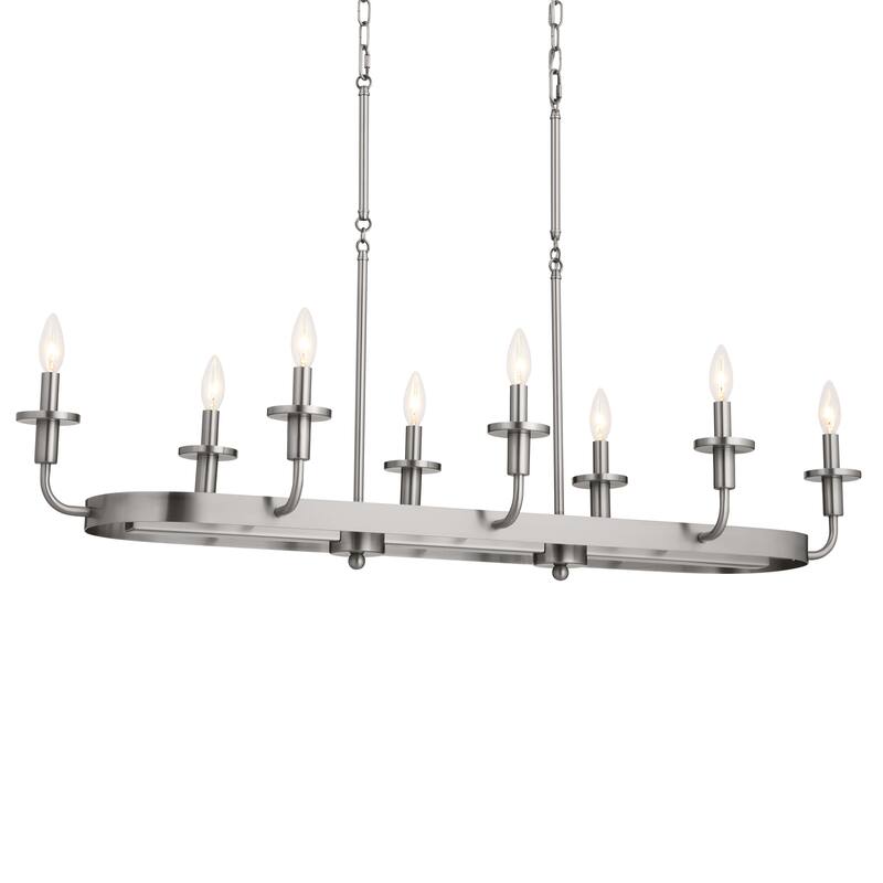 Kichler Lighting Vetivene 48 inch 8-Light Linear Chandelier Classic Pewter with Opal Glass