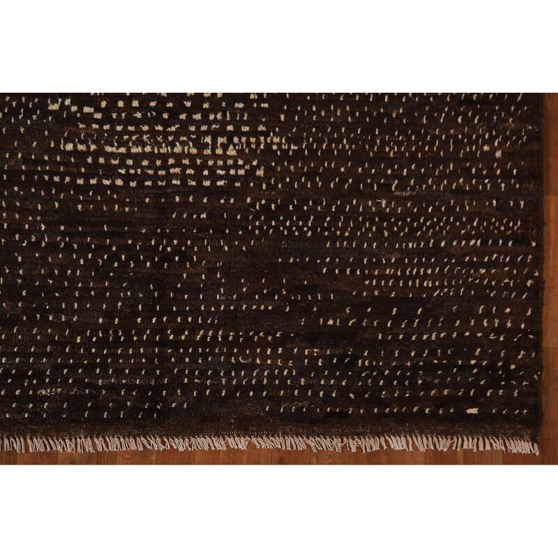 Hand Knotted Oriental 100% Wool Carpet Tribal Tribal Brown Moroccan Area Rug - 7' 11'' X 5' 8''