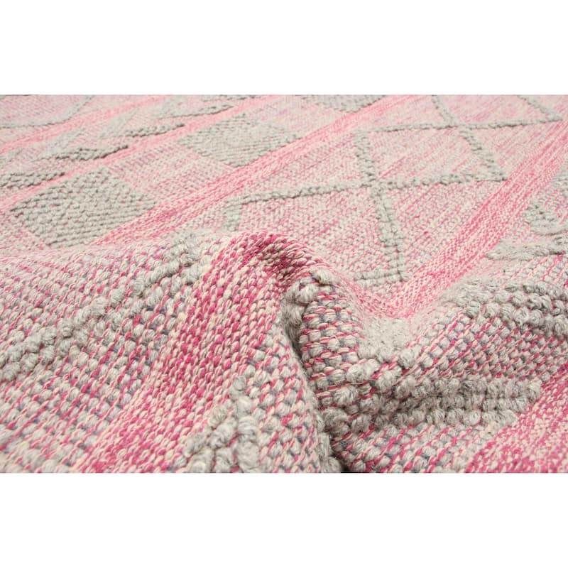 ECARPETGALLERY Braid weave Sienna Dark Pink Wool Rug - 5'0 x 8'0