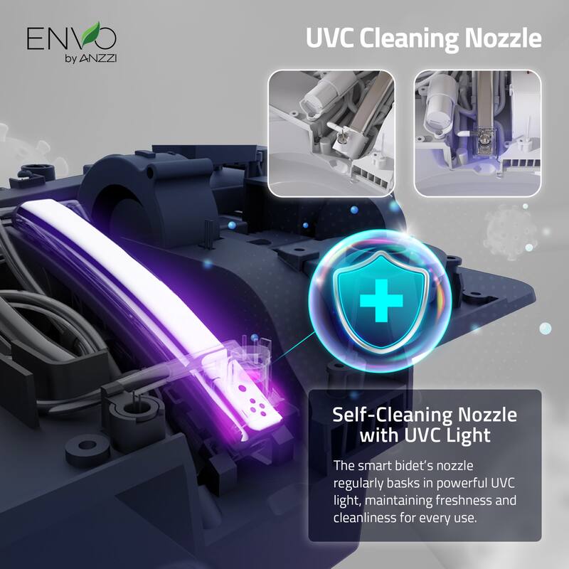 ENVO Dia Series 1.28 GPF 1-piece Auto Open Smart Bidet Toilet in White with Dual Flush, Heated Seat, and Foot Sensor