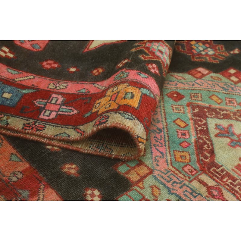 Vintage Distressed Nuno Charcoal/Rust Runner - 3'5" x 9'10"