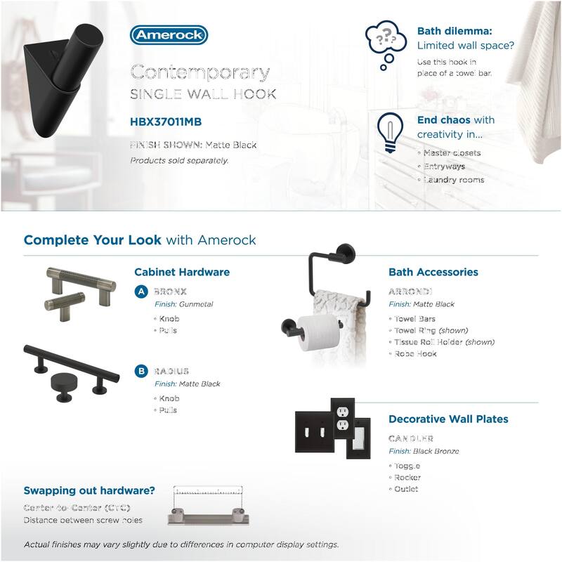 Amerock HBX37011 Acclivity Single Robe Hook