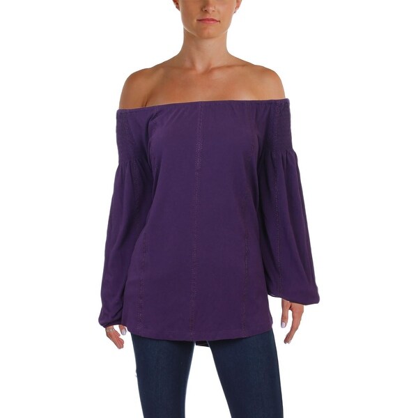 Lauren Ralph Lauren Womens Blouse Embroidered Off-The-Shoulder