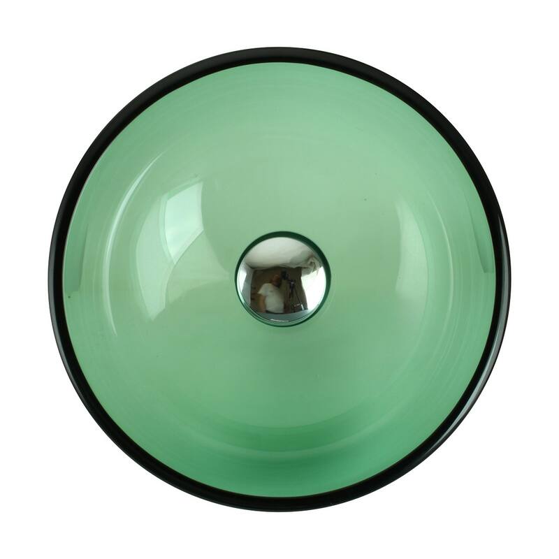 Green Tempered Glass Countertop Round Vessel Sink with Sink Drain