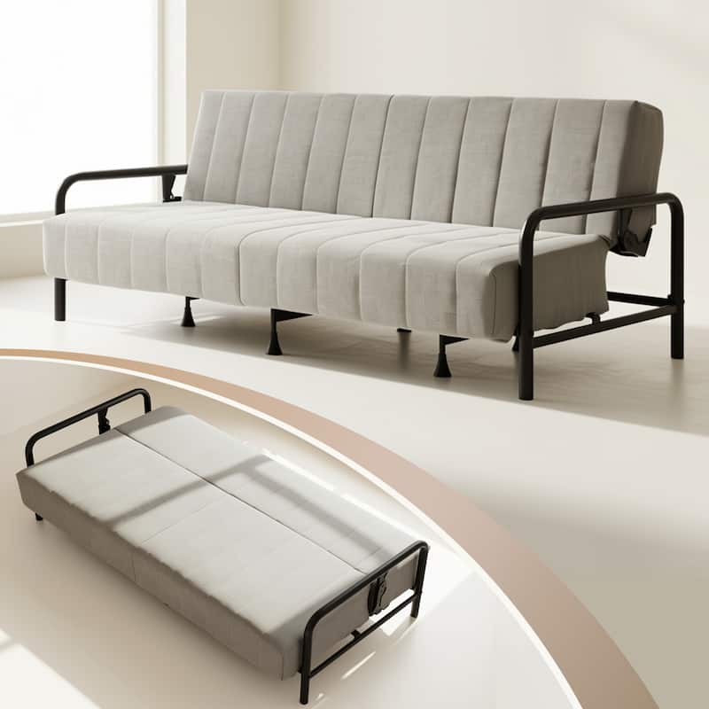 Homy Casa Modern Convertible Sofa Bed, Metal Frame Futon Couch Living