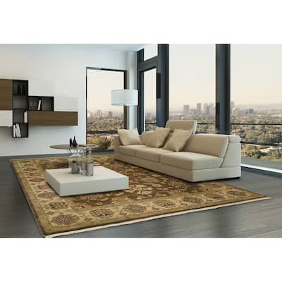 Traditional Brown Hand-Knotted Wool Area Rug