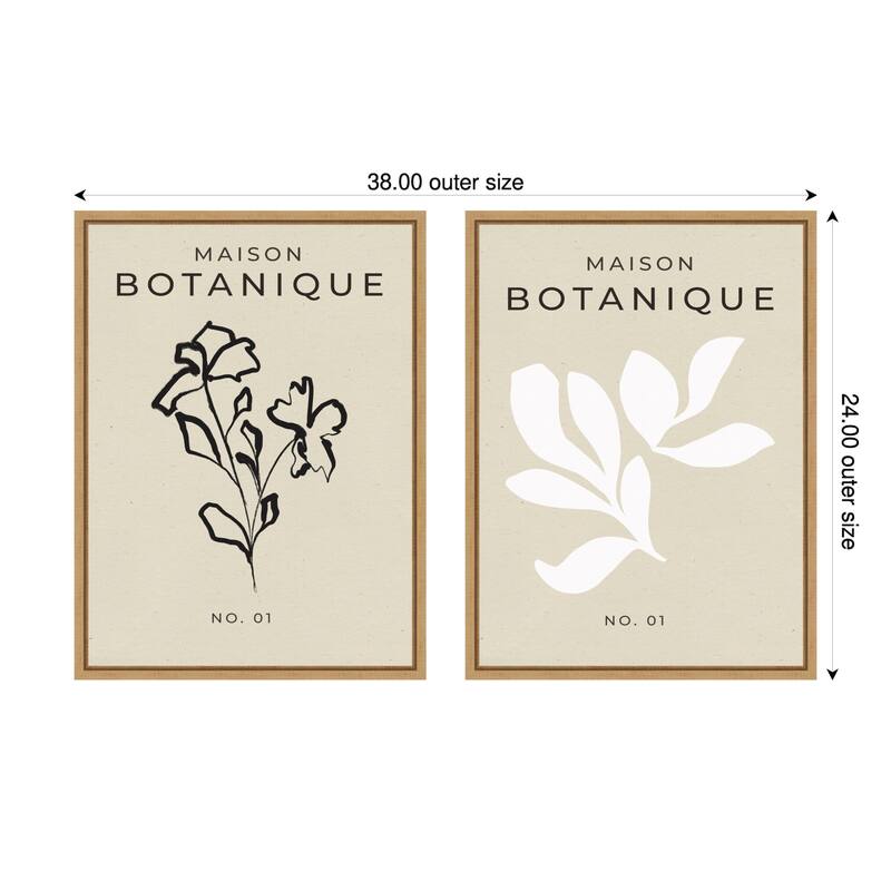 Amanti Art Botanical Sketch & Elegant Leaves 2 Piece by Treechild Framed Canvas Wall Art
