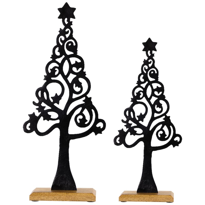 Starry Trees Metal Christmas Decorations - 18.5" - Set of 2 - 2'
