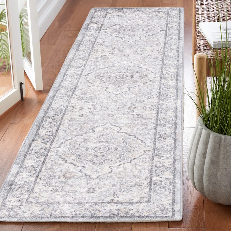 SAFAVIEH Opal Leonor Shabby Chic Oriental Rug - 2'3" x 9' Runner - Grey/Ivory